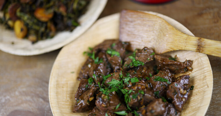 One skillet steak bites with garlic herb butter